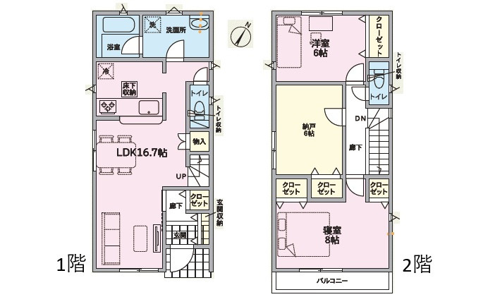 広島市南区向洋新町2丁目　新築一戸建ての間取り