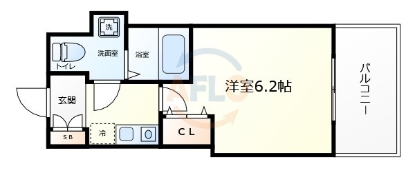 ニューシティアパートメンツ西天満の間取り|ニューシティーアパートメンツ西天満　開放感のある間取り