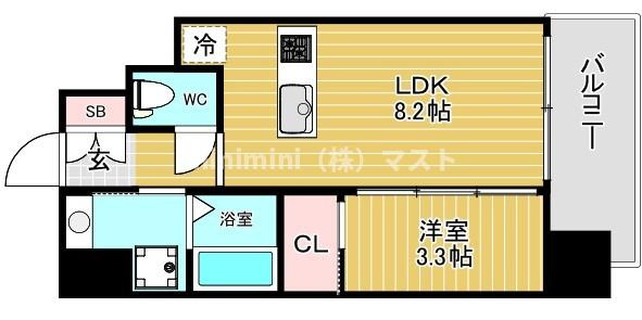 大阪市浪速区塩草３丁目の賃貸マンションの間取り