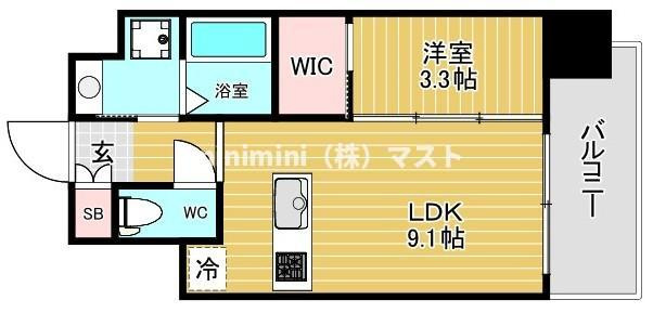 大阪市浪速区塩草３丁目の賃貸マンションの間取り