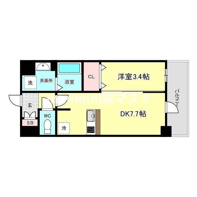 大阪市浪速区稲荷１丁目の賃貸マンションの間取り