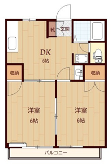 【間取り】 | レナジア御幸Ｂ棟 | ＊図面と現地が異なる場合は現況を優先させて頂きます
＊床の色は異なります