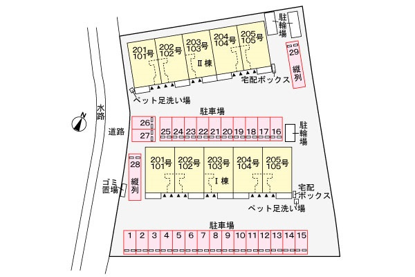 オアシス　Ⅱの区画図|駐車場