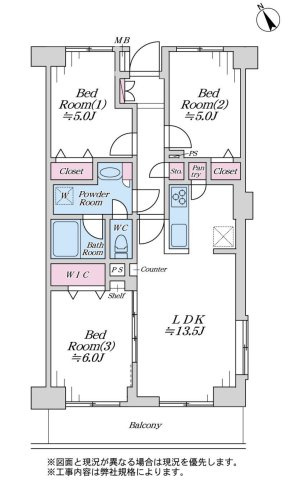 東立石ガーデンの間取り|3LDK 専有面積65.16m2 バルコニー面積6.04m2
ガーデニングや趣味を楽しめる約27.81m2の専用庭付きです。各居室に収納と、パントリーも完備した充実の間取りです