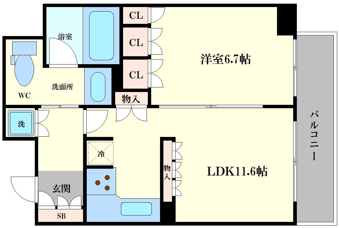 大阪市西区京町堀２丁目の賃貸マンションの間取り