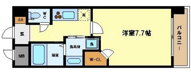 クラウンハイム北心斎橋フラワーコートの間取り|クラウンハイム北心斎橋フラワーコート　ウォークインクローゼット付