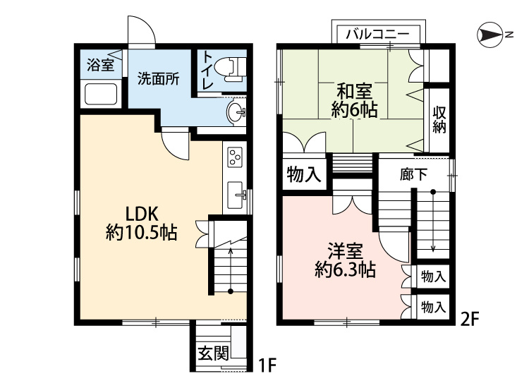 天城通2丁目中古戸建の間取り|2LDK＋2階建の中古戸建になります。