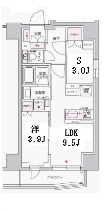 J.GRAN Court上野入谷の間取り|実質2LDKの間取り
サービスルームにダブルベッド設置可能：幅160×210