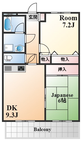 芦屋市平田北町の賃貸マンションの間取り