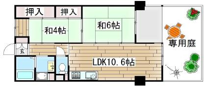 芦屋市三条町の賃貸マンションの間取り