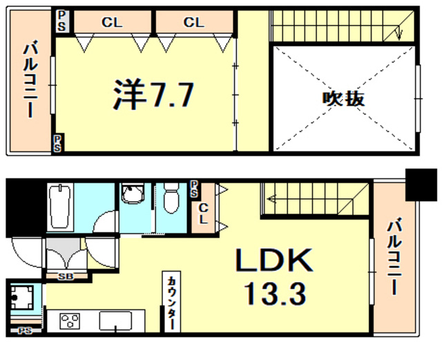神戸市中央区相生町５丁目の賃貸マンションの間取り