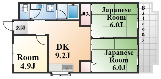 芦屋市宮塚町の賃貸マンションの間取り
