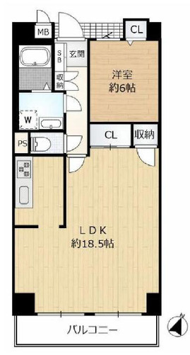 神戸市灘区新在家南町３丁目の賃貸マンションの間取り