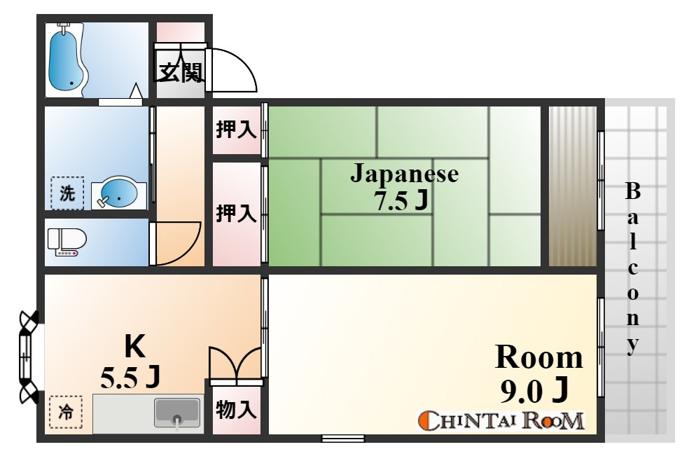神戸市灘区岩屋北町２丁目のアパートの間取り