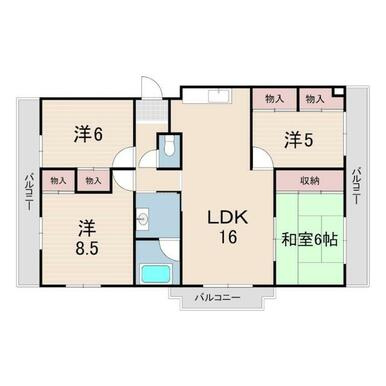西宮市久保町の賃貸マンションの間取り