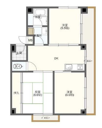 神戸市中央区熊内町７丁目の賃貸マンションの間取り