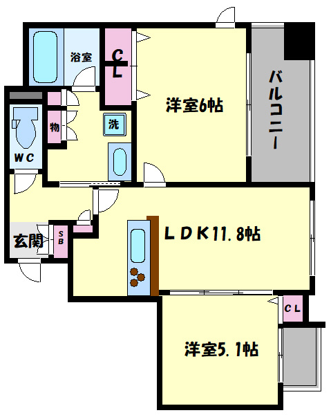 サンメゾン谷町セイスアヴェニータの間取り|サンメゾン谷町セイスアヴェニータ　間取り