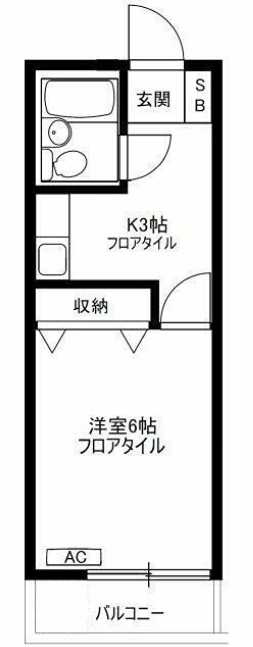 ユニバーサル用賀ハウス　南向き　TVドアホン　エアコンの間取り