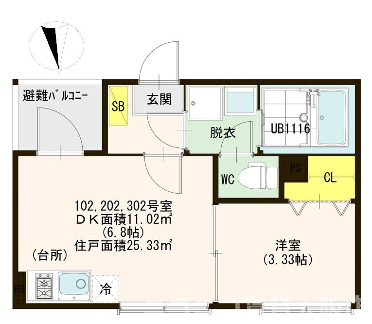 大阪市生野区新今里６丁目のアパートの間取り