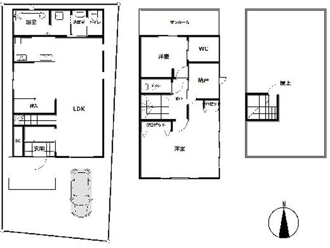 新宿区西落合１丁目中古戸建の間取り