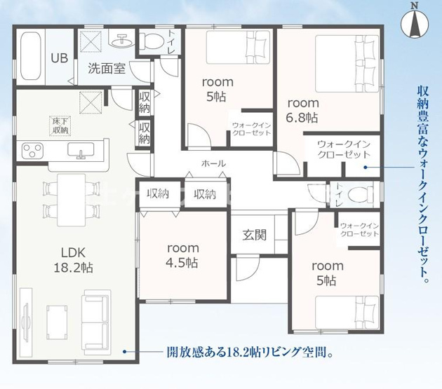 【間取り】 | 豊橋市大崎町 59期 新築一戸建て | 効率的かつ暮らしのことをしっかり考えた間取りです