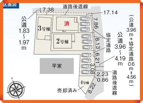 リーブルガーデン　瀬戸市今林町　全3棟の区画図|ゆとりある区画設計で、家族全員の暮らしにフィットします。暮らしやすさを重視した区画です。									
									