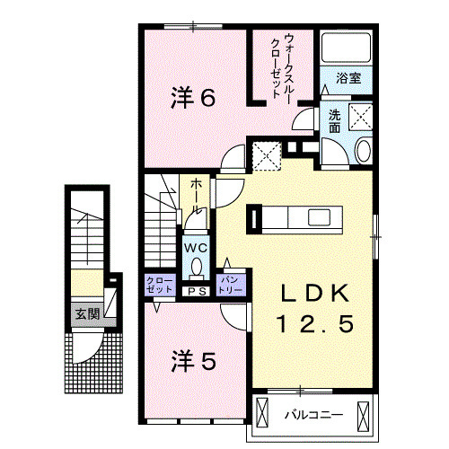 ラ　ヴィ　ベール弐番館の間取り