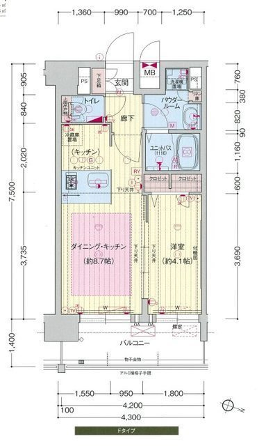プレサンス梅田北ザ・ライブの間取り