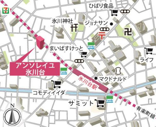 アンソレイユ氷川台の地図