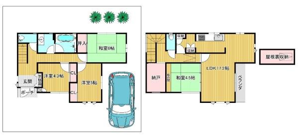 和歌山市北出島　中古戸建の間取り