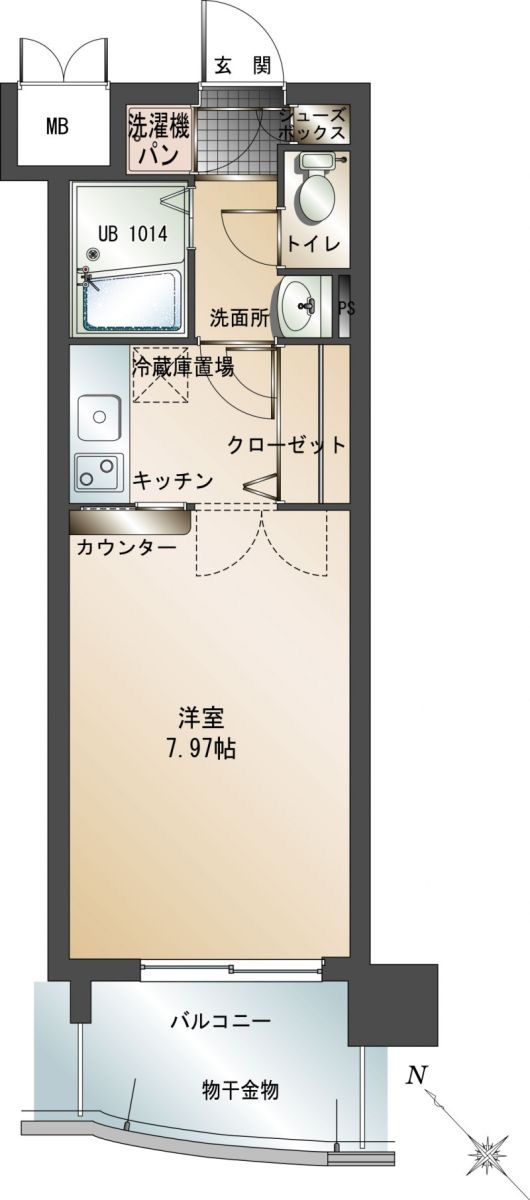 新品家具付きマンション大博町4(KaGood福岡)の間取り
