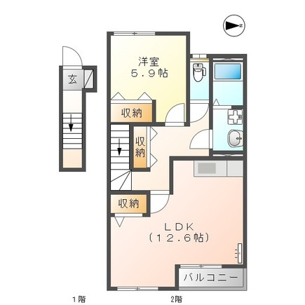 熊本市南区富合町榎津のアパートの間取り