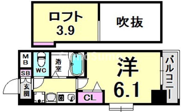エステムコート神戸県庁前Ⅲフィエルテの間取り