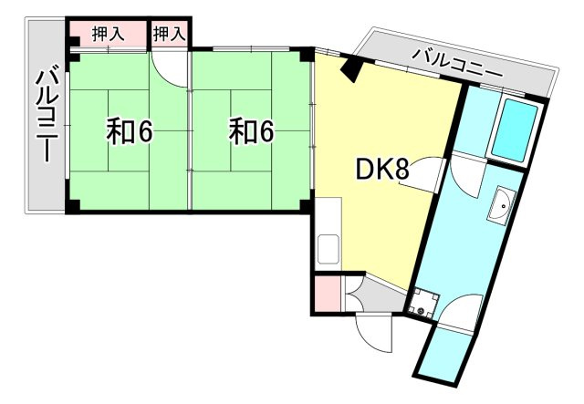 金盃第2ビル高羽荘の間取り