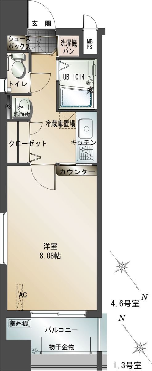 新品家具付きマンション中洲中島町9(KaGood福岡)の間取り