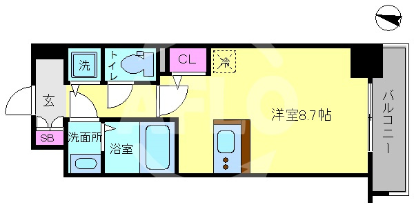 アドバンス西梅田Ⅱの間取り|アドバンス西梅田Ⅱ　開放感のある間取り