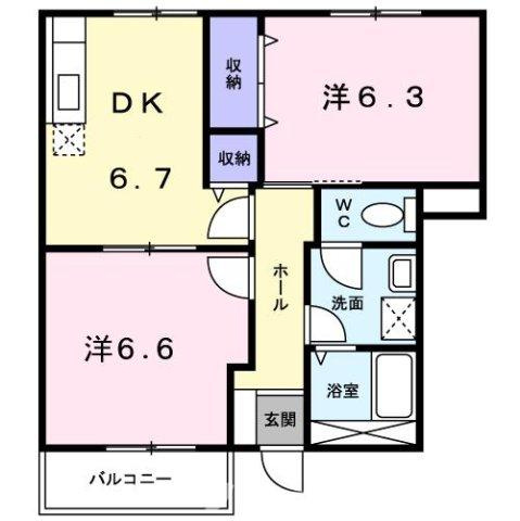 ユートピアヒラオ　Ａの間取り