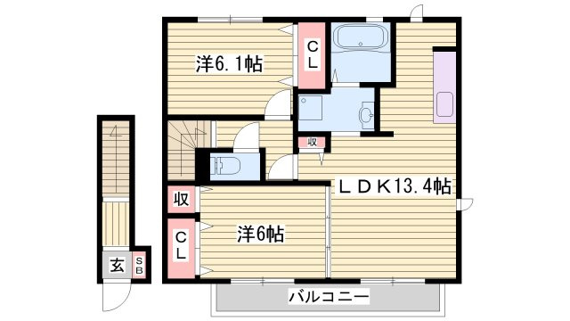 セジュール加佐 A棟の間取り