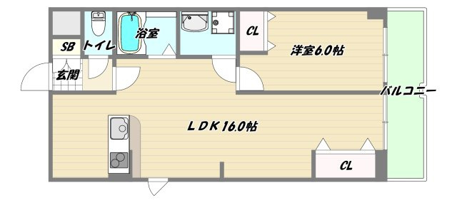 大阪市淀川区宮原４丁目の賃貸マンションの間取り