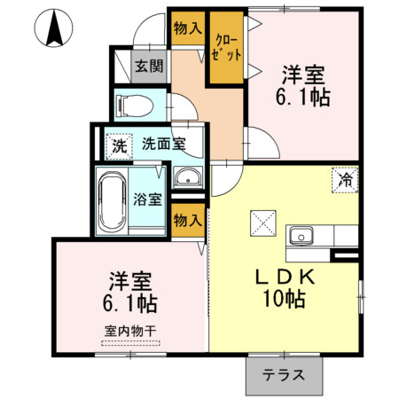 熊本市中央区大江２丁目のアパートの間取り