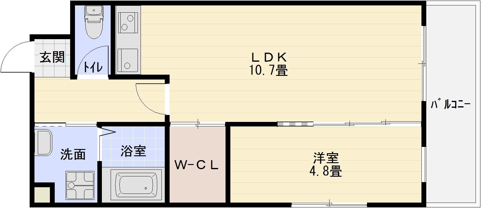 ピオニー久宝寺の間取り|八尾市　久宝寺駅　1LDK