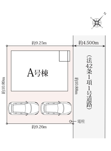 新築一戸建て　川越市今福の区画図|カースペース２台分(車種によります)