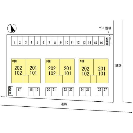 ユイマールガーデンⅡ A棟の区画図
