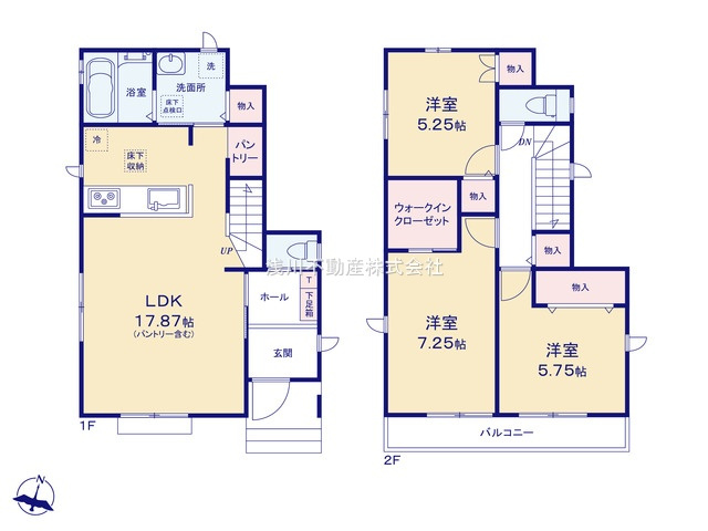 八王子市　館町　新築一戸建て　５期の間取り|～南向き3LDK　開放感のあるワンフロアリビング～