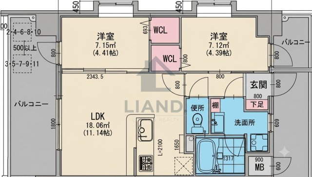 ラシュール・イン大橋Ⅱ　三宅小学校区の間取り|ラシュール・イン大橋Ⅱ