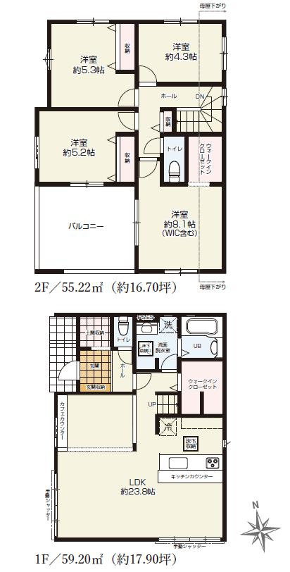 水戸市元吉田町7期　新築戸建　1号棟の間取り