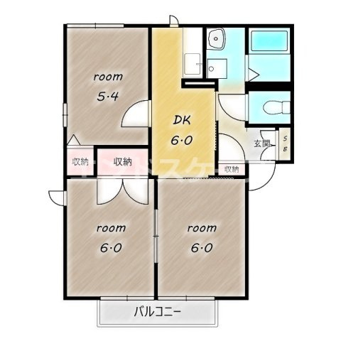 ジュネスコグレAの間取り|高崎、前橋のお部屋探しはエンドスケープまで！お客様の理想お聞かせ下さい♪