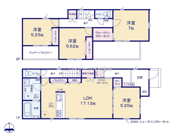 【間取り】 | 北名古屋市高田寺東の川16-1『仲介料無料』新築戸建て | 1号棟