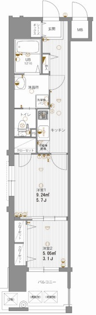 新品家具付きマンション渡辺通30(KaGood福岡)の間取り