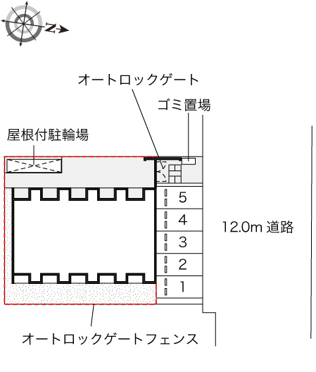 広島市佐伯区楽々園５丁目のアパートの区画図|画像4